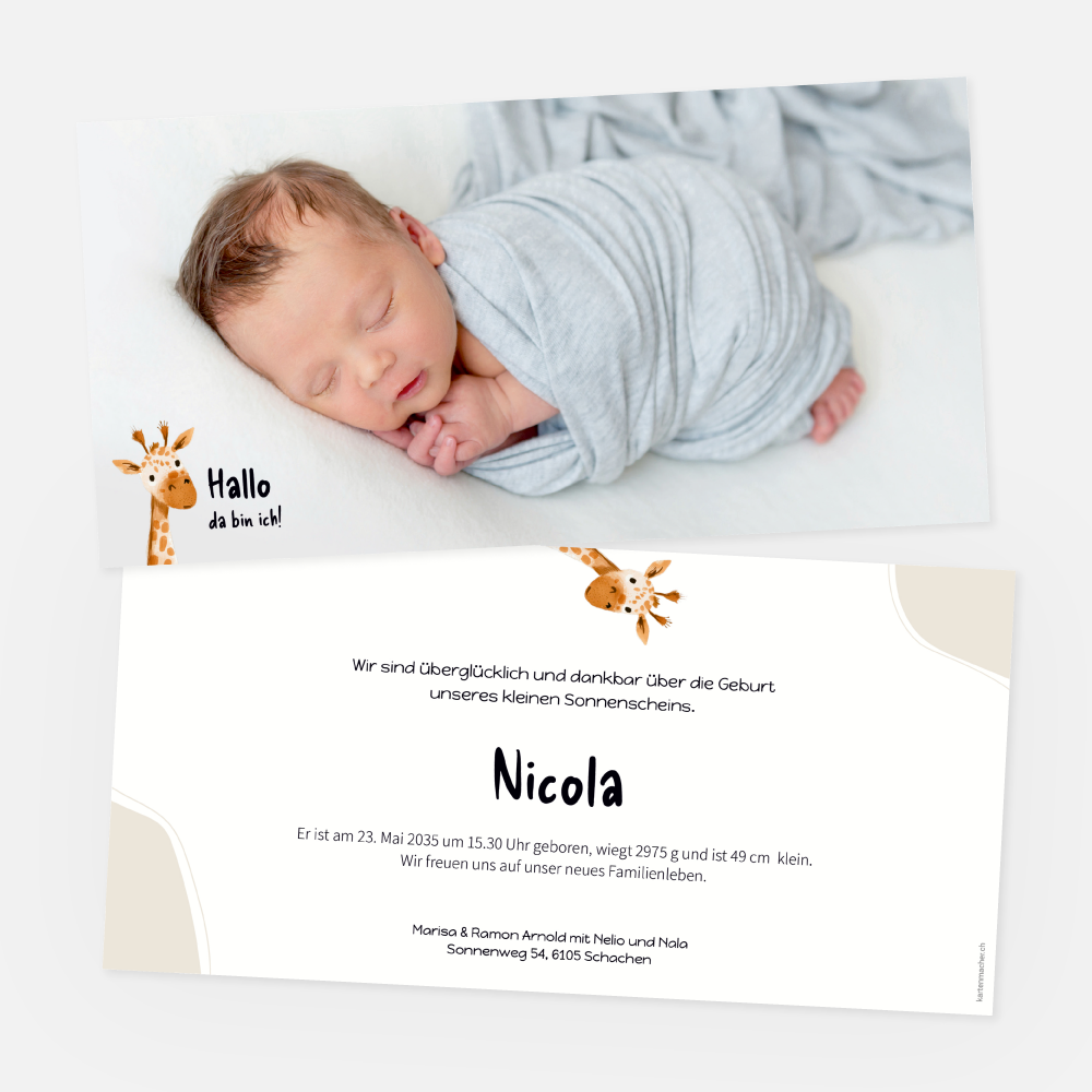 Geburtskarte Nicola