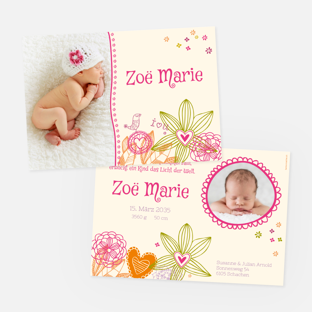 Geburtskarte Zoë