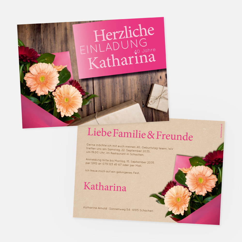 Geburtstagseinladungskarte Katharina