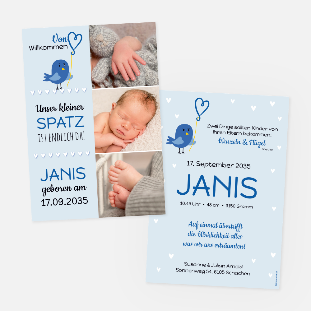 Geburtskarte Janis