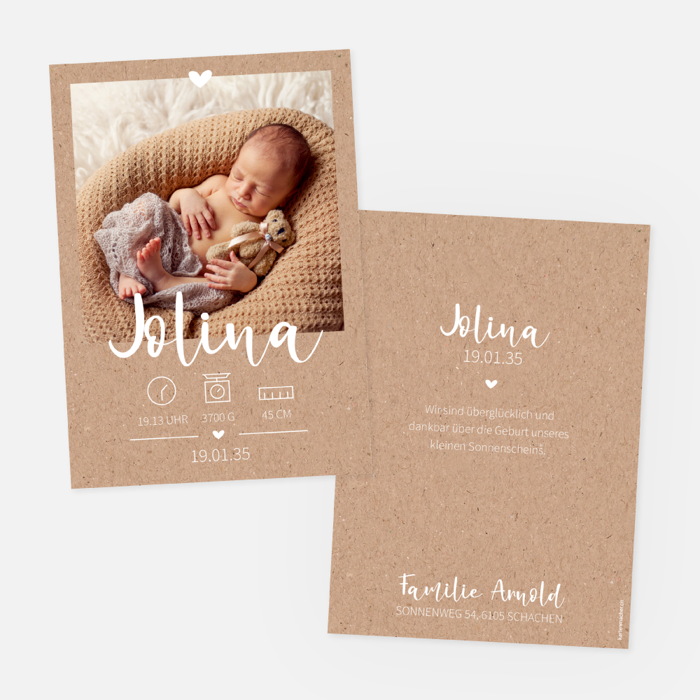 Geburtskarte Jolina