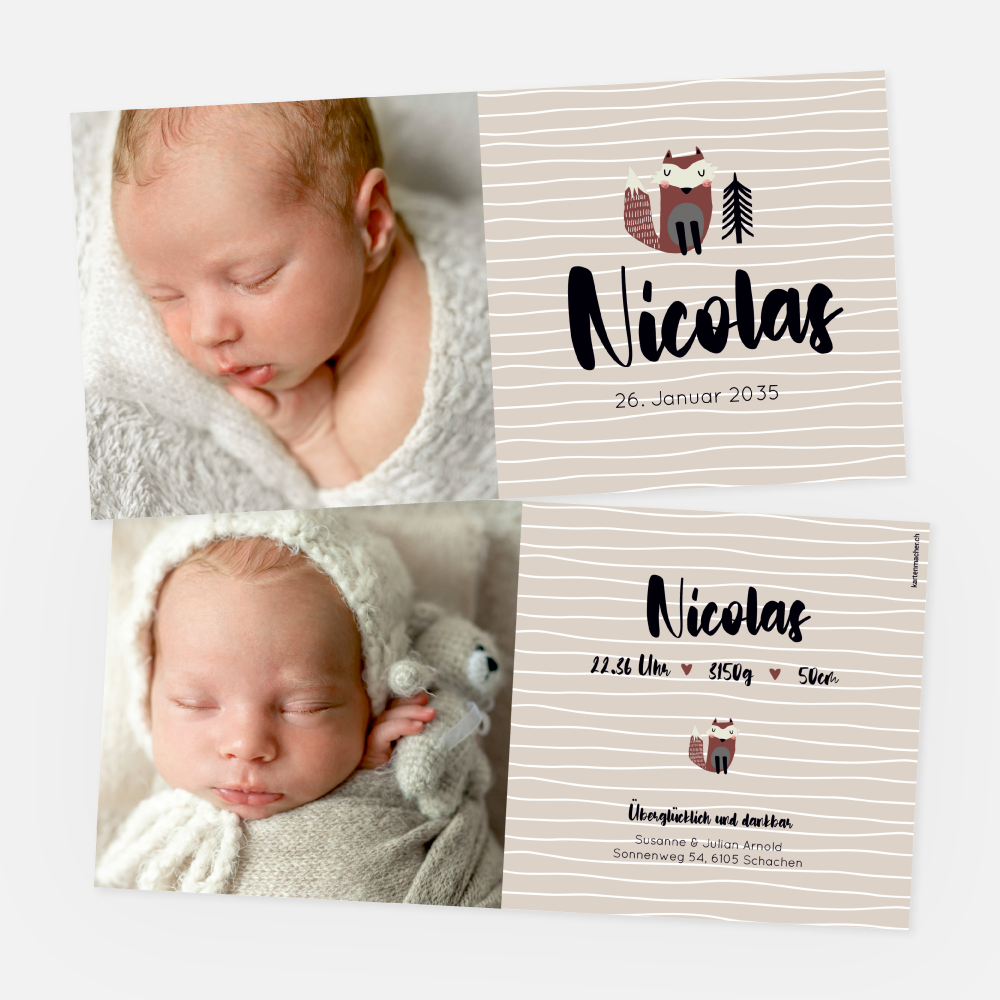 Geburtskarte Nicolas