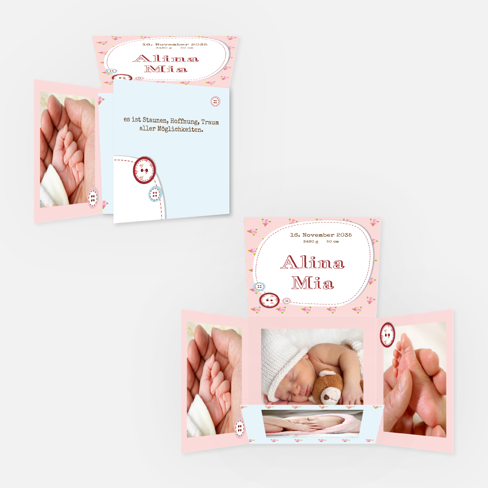 Gestanzte Geburtskarte Alina