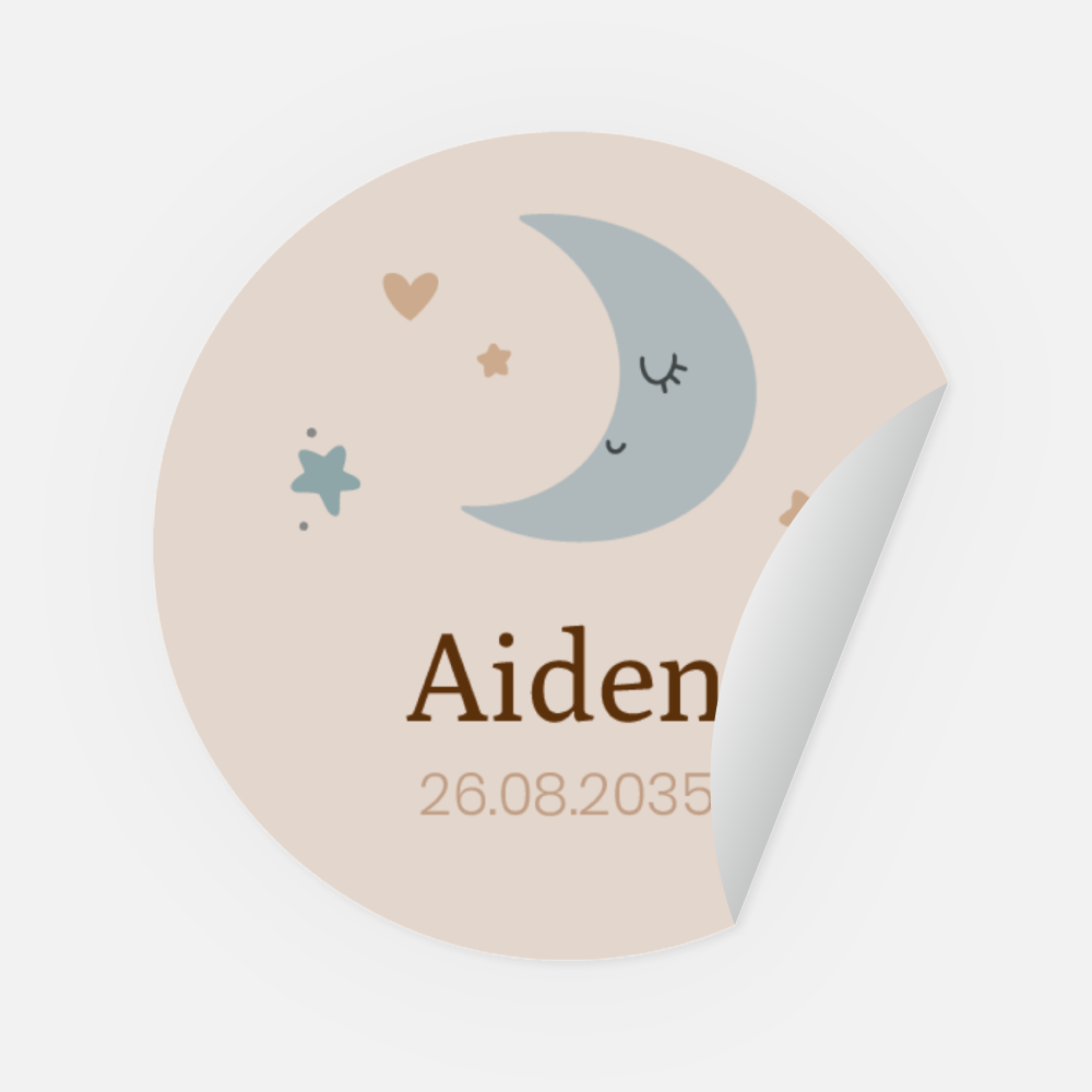 Sticker Aiden rund 45 mm