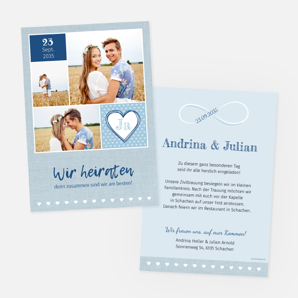Hochzeitskarte Andrina-Julian