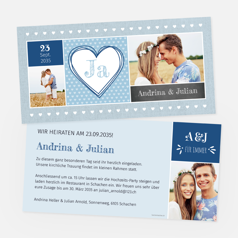 Hochzeitskarte Andrina-Julian