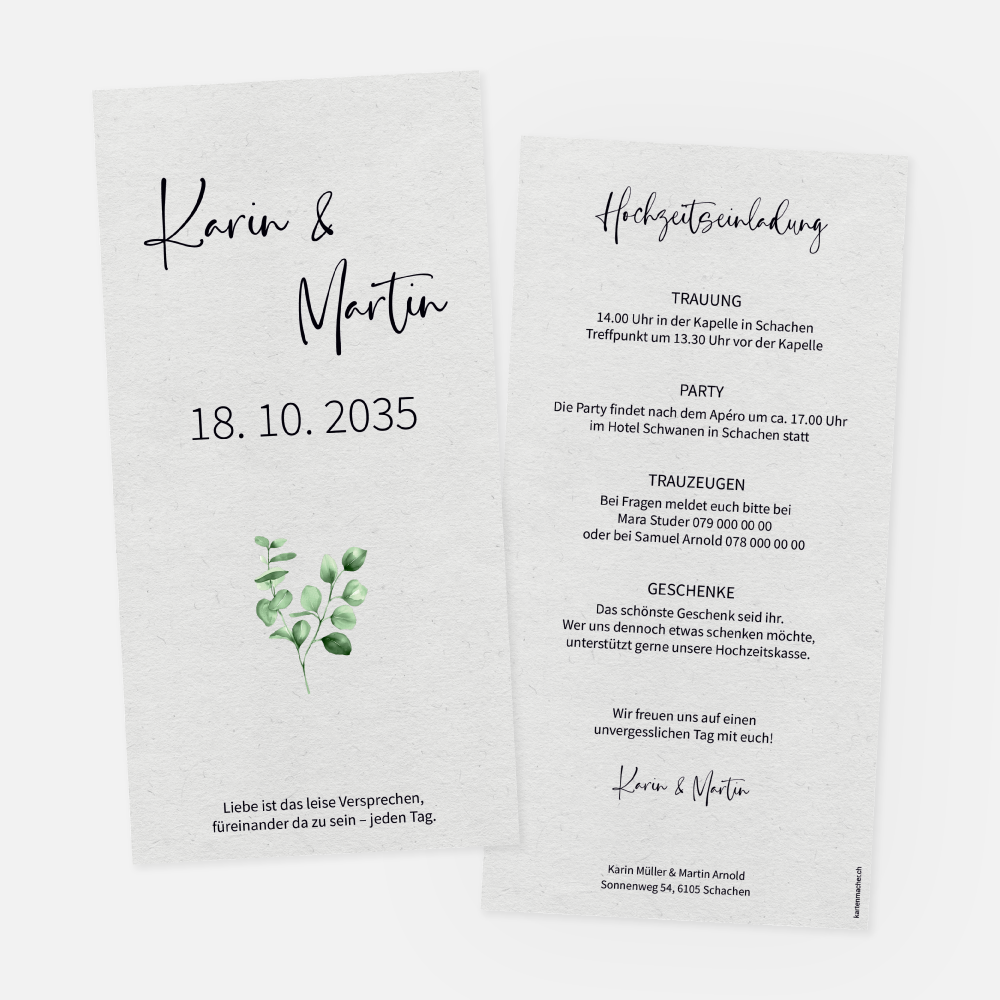 Hochzeitskarte Karin-Martin
