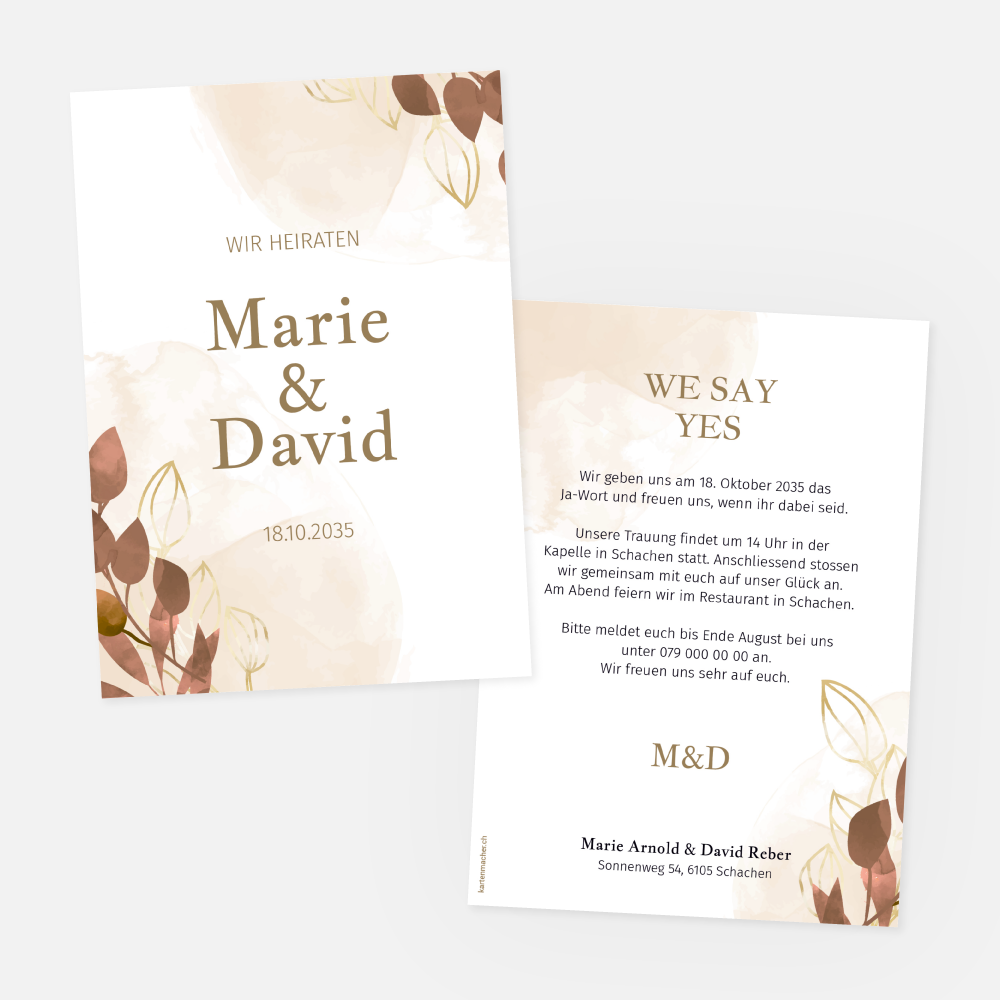 Hochzeitskarte Marie-David