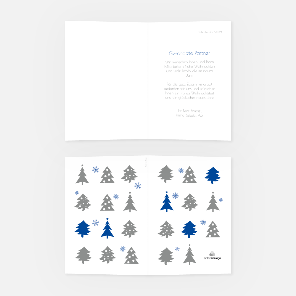 Weihnachtskarte Firmen Baumreihen