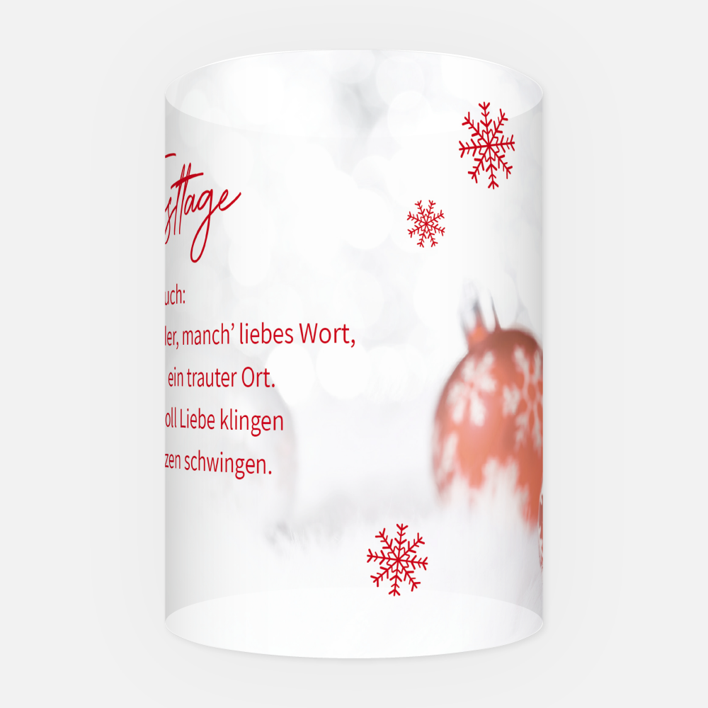 Weihnachtskarte Schneestern-Kugeln