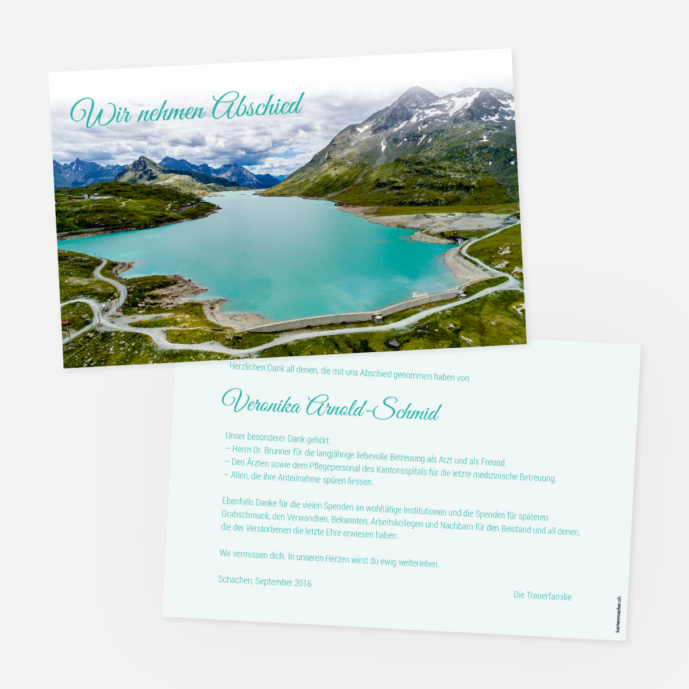 Danksagungskarte Graubünden Lago Bianco