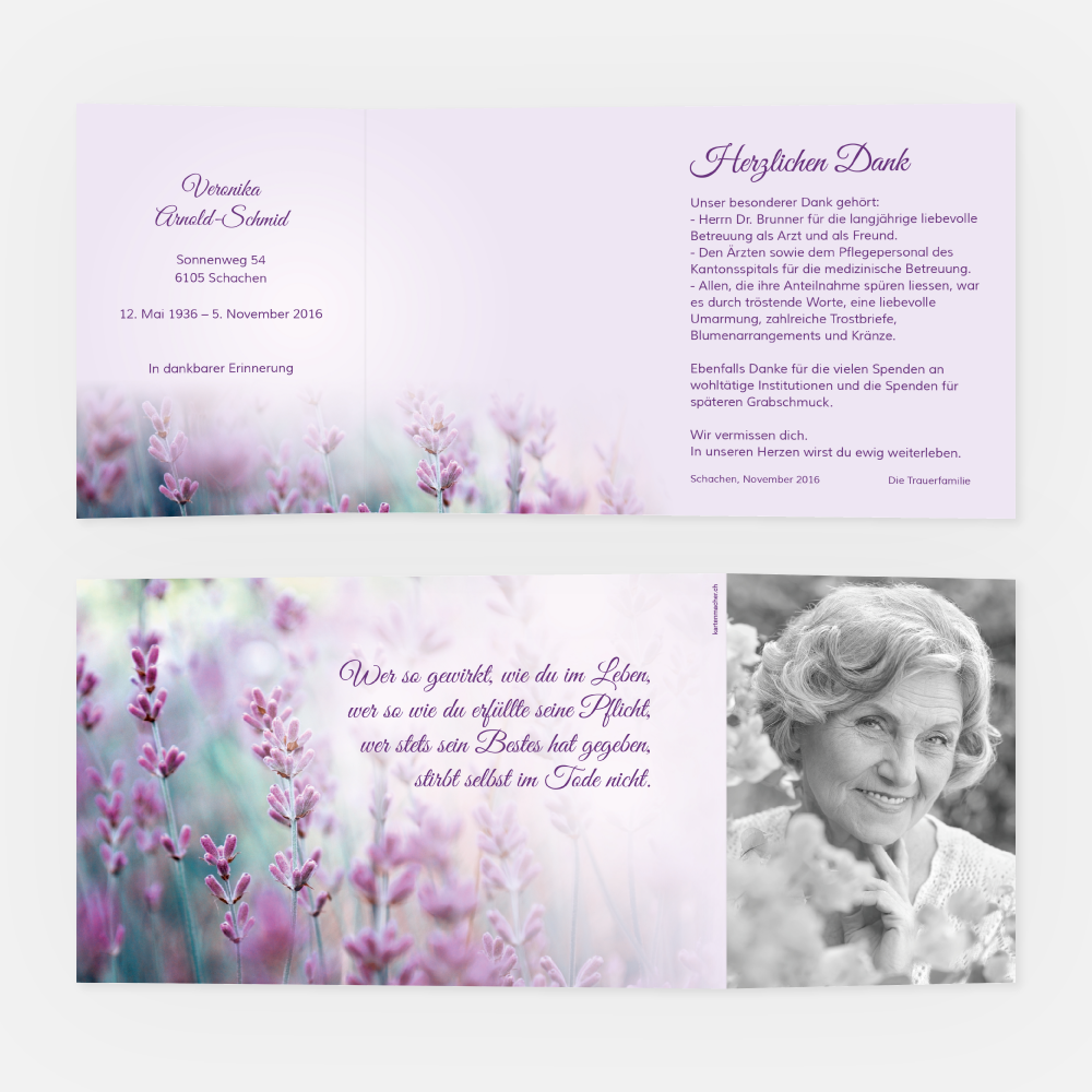 Danksagungskarte Lavendelwiese