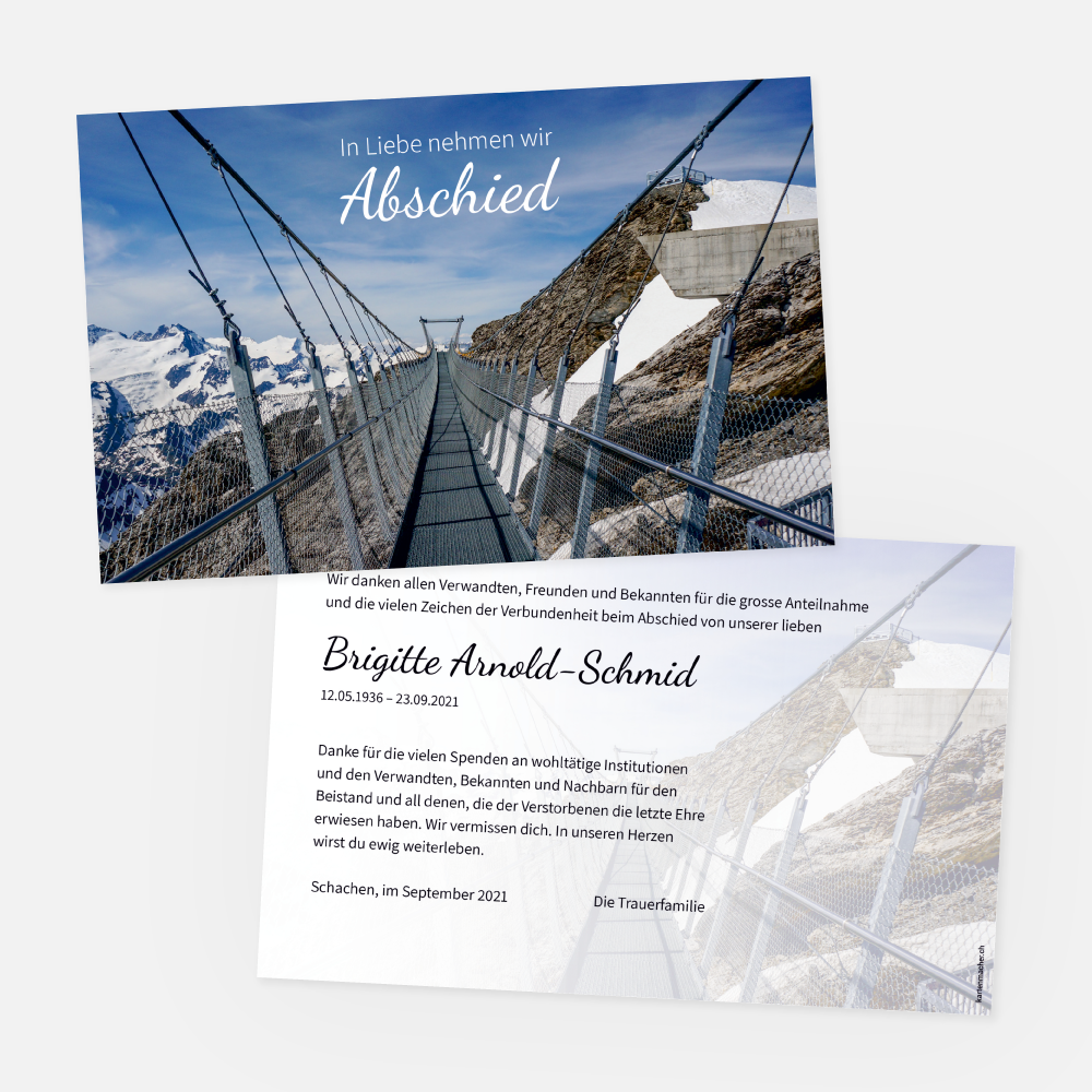 Danksagungskarte Obwalden Titlis Skywalk