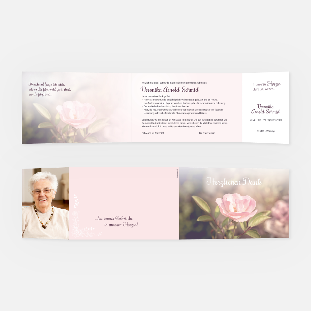Danksagungskarte Rose rosa