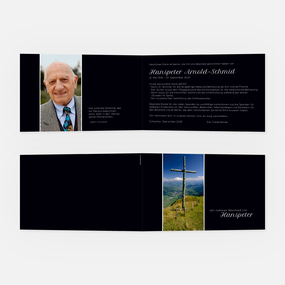 Danksagungskarte Schwyz Rigi Kreuz
