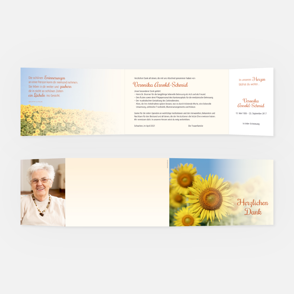 Danksagungskarte Sonnenblumenfeld