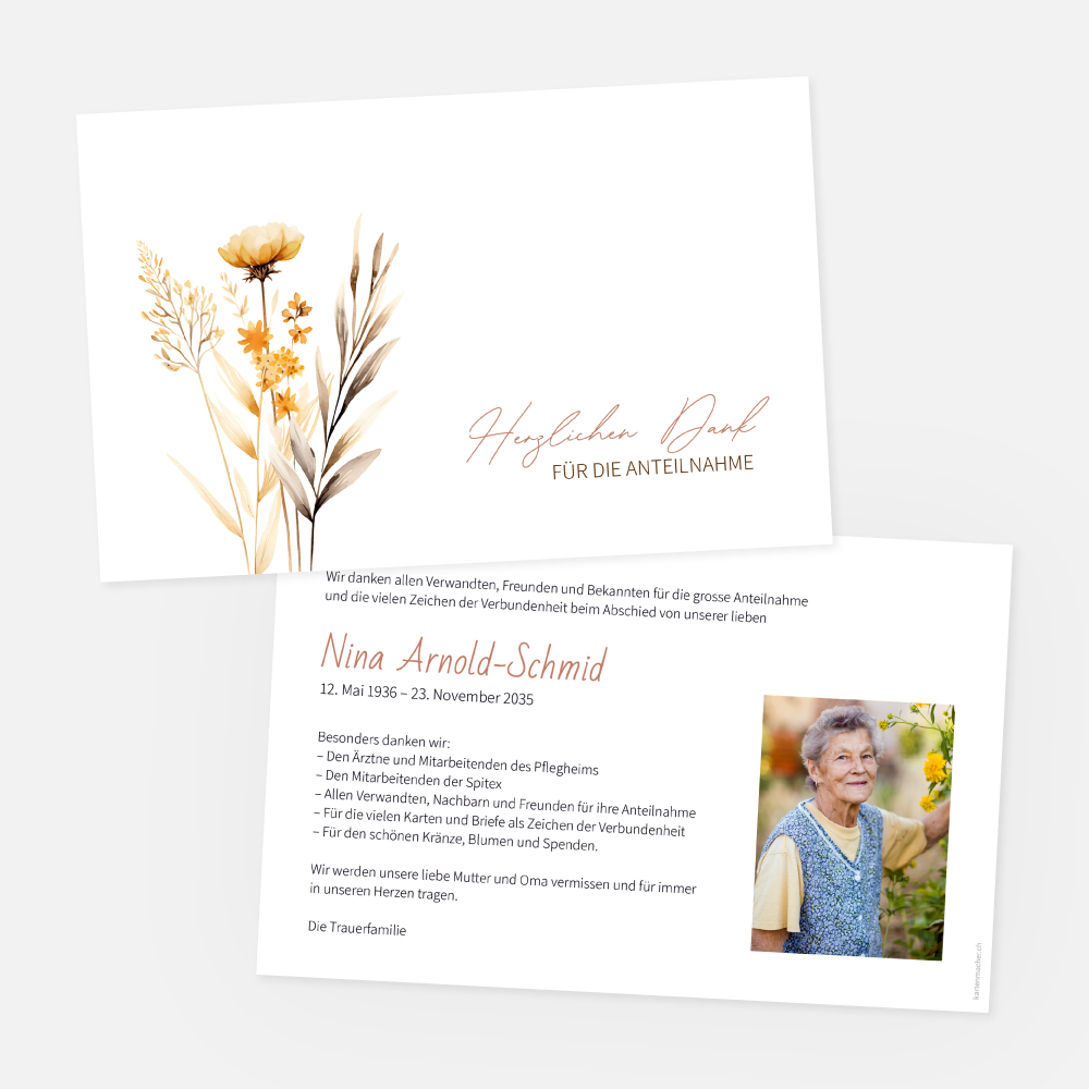 Danksagung quer, 180x115, 2-seitig