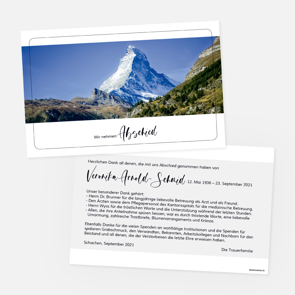 Danksagungskarte Wallis Matterhorn