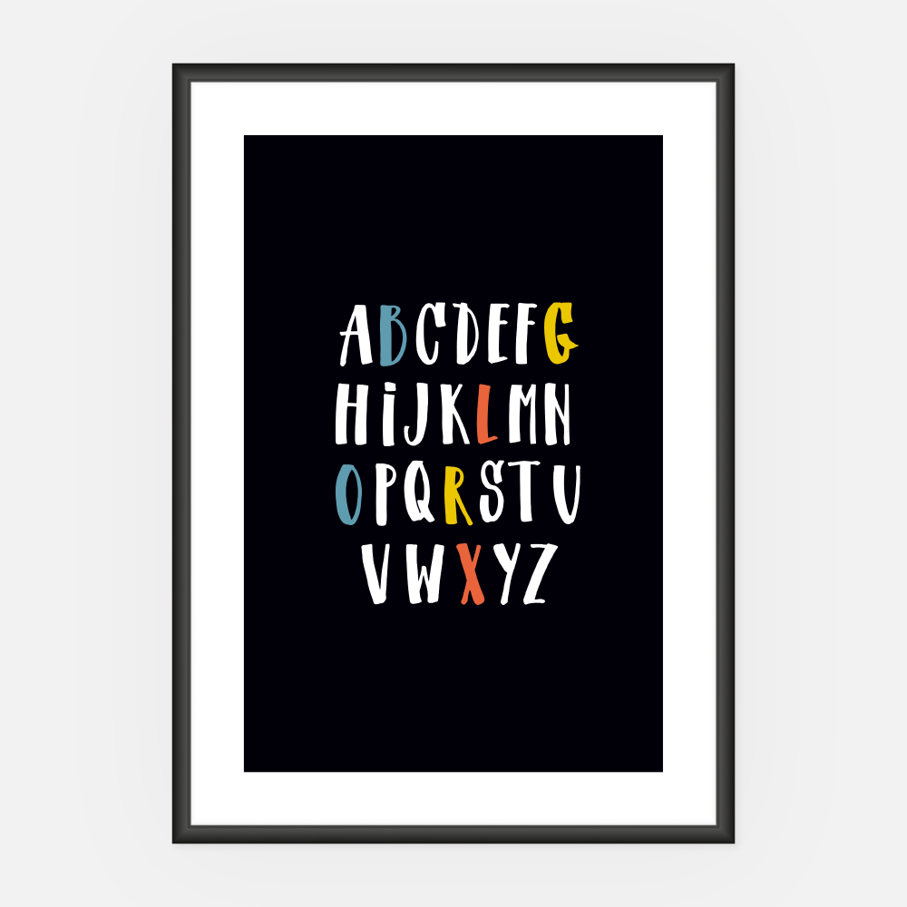 Wandbild Alphabet farbig A3