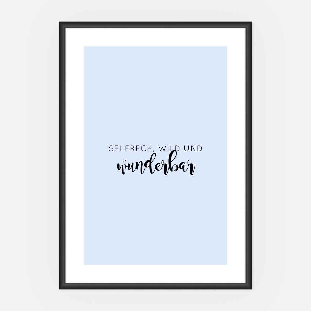 Wandbild Wunderbar blau A3