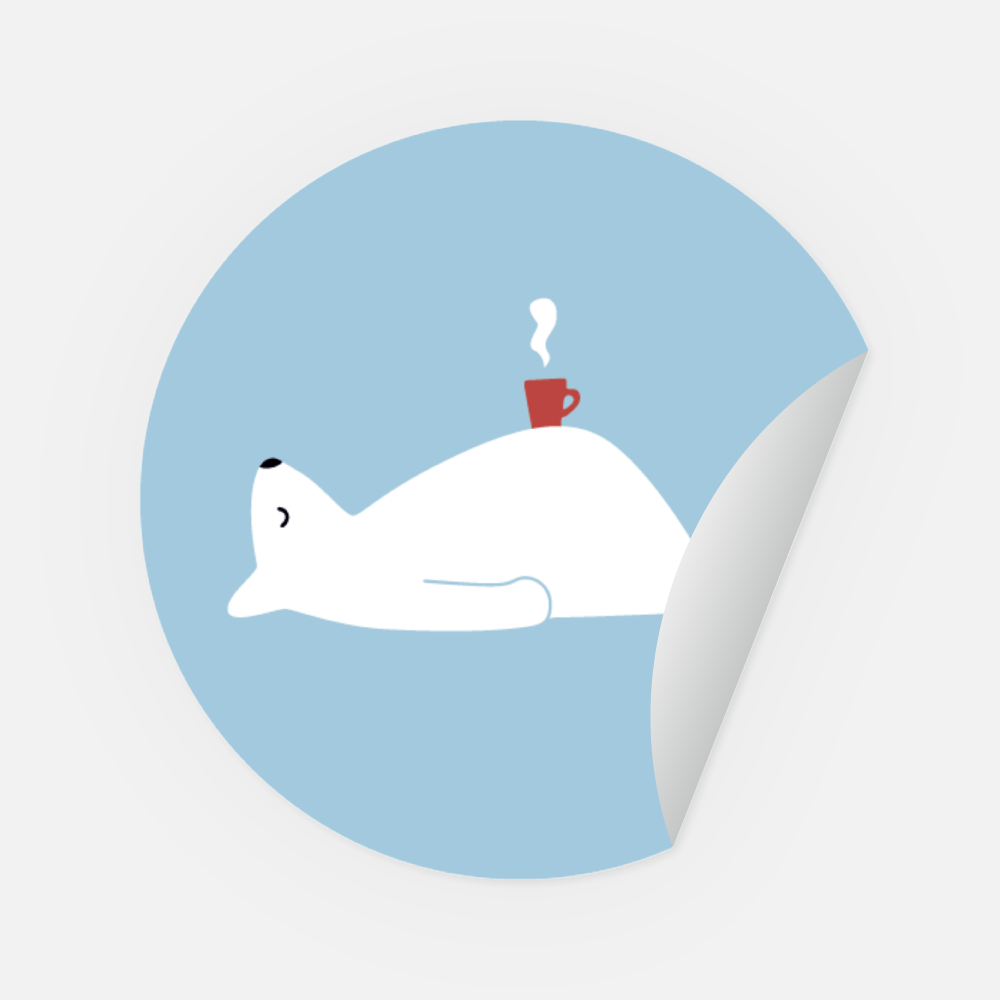 Sticker Eisbär mit Kaffee rund 45